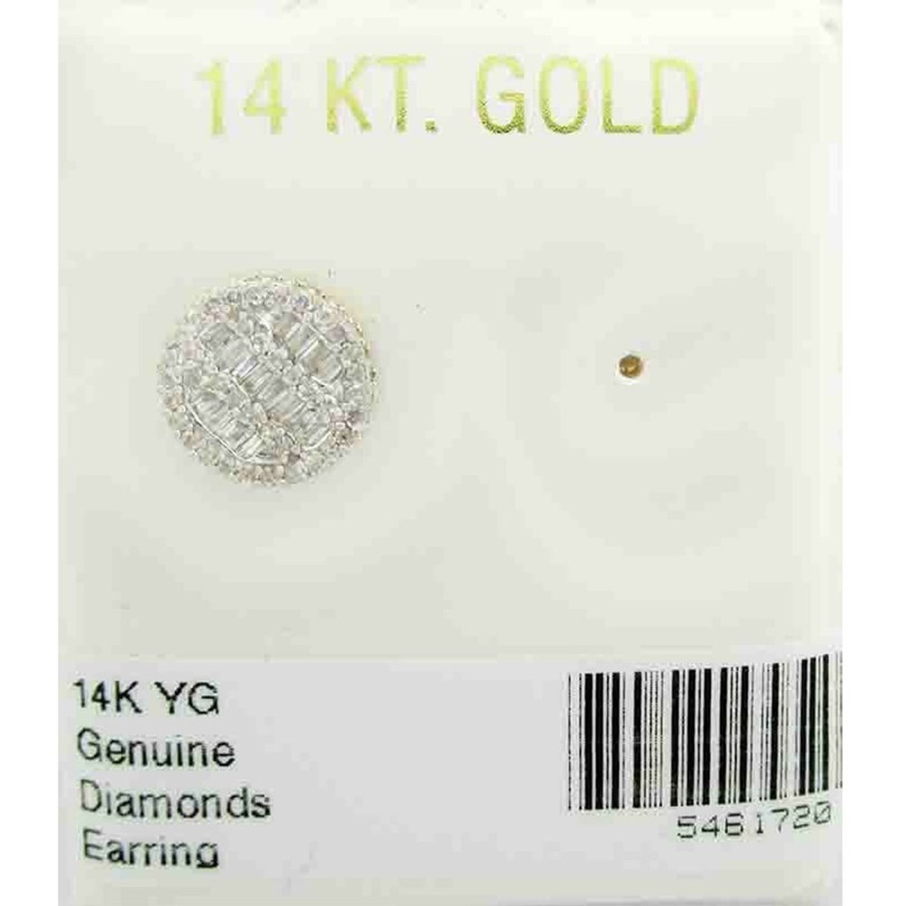 Genuine 1.28 Cts Diamonds Stud Single Earring 14k Gold